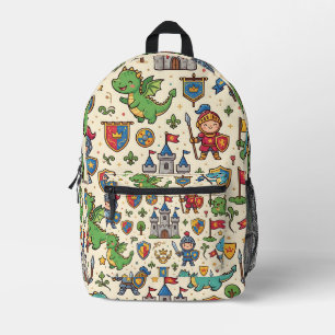 Drache Burg Mittelalter Muster Rucksack