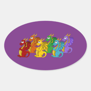 Drache Cartoon Ovaler Aufkleber