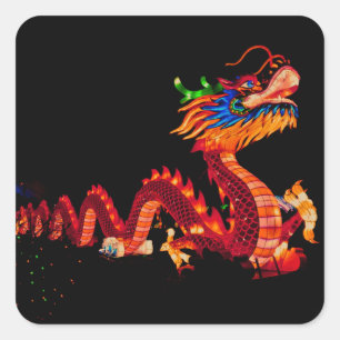 Drache der glühenden Chinesischen Parade Quadratischer Aufkleber
