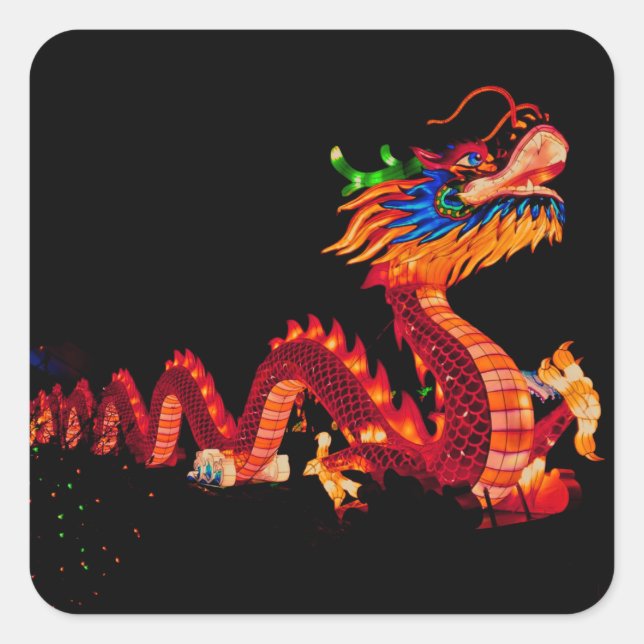 Drache der glühenden Chinesischen Parade Quadratischer Aufkleber (Vorderseite)