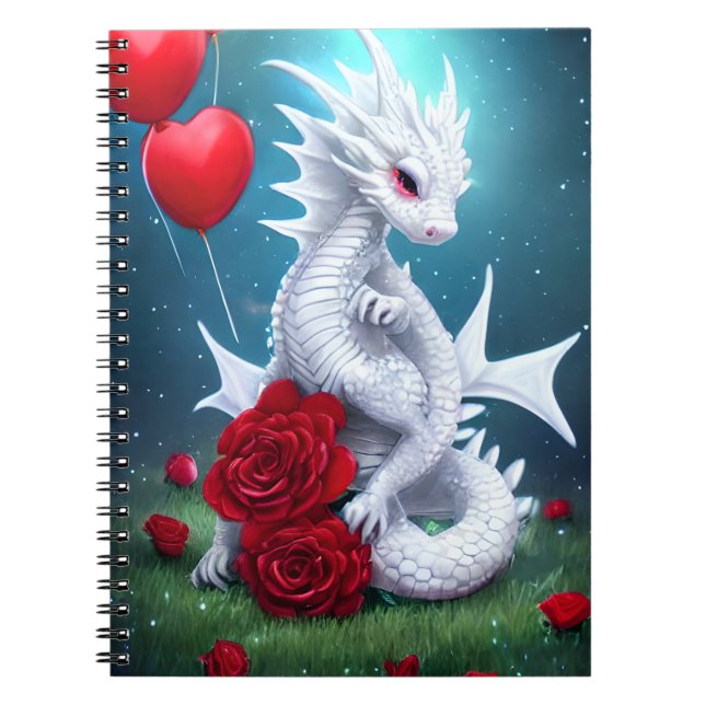 Drache der Liebe White Valentine Notizblock (Vorderseite)