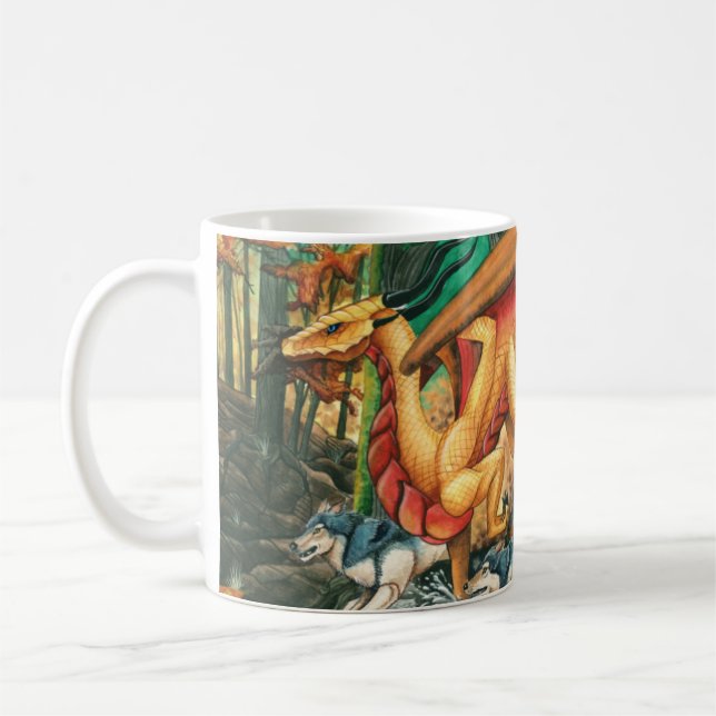 Drache, der Morrow mit Wölfen durch Carla läuft Kaffeetasse (Links)