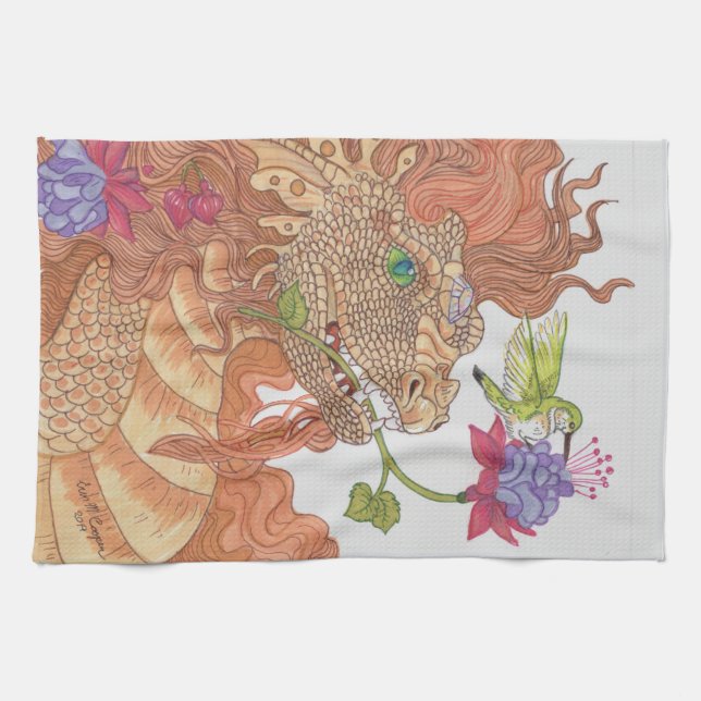 Drache der Naturschätze Geschirrtuch (Horizontal)