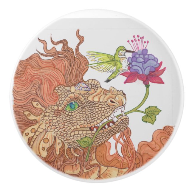 Drache der Naturschätze Keramikknauf (Vorderseite)