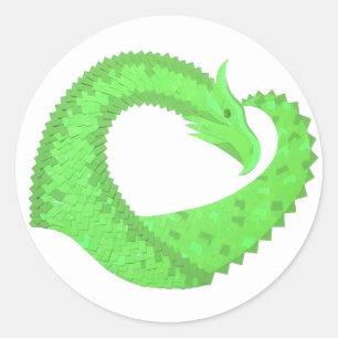 Drache des grünen Herzens auf Weiß Runder Aufkleber