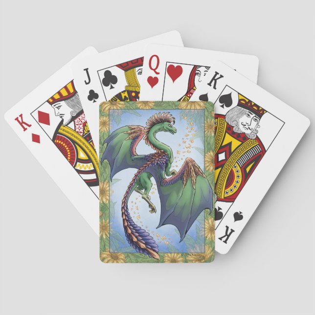 "Drache des Sommers" Blumen-Fantasie-Kunst Spielkarten (Rückseite)