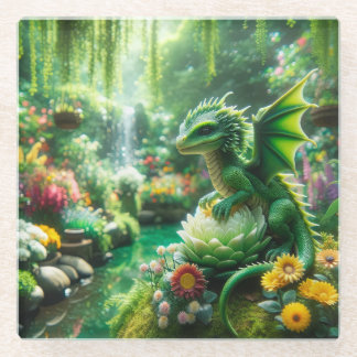 Drache des verzauberten Gartens Glasuntersetzer