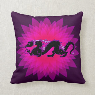Drache-Drache-schwarze und lila Sternexplosion Kissen