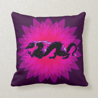 Drache-Drache-schwarze und lila Sternexplosion Kissen