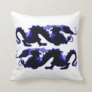 Drache-Drache-Schwarzes und Blau Kissen