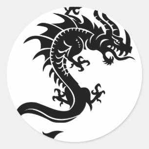 Drache, Dragon Runder Aufkleber