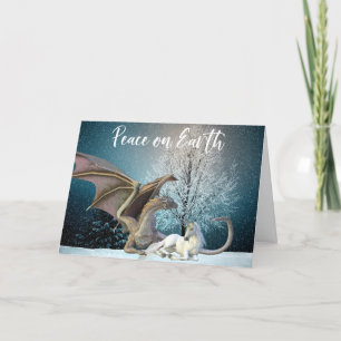 Drache Einhorn Frieden auf Erden Fantasie Feiertag Feiertagskarte