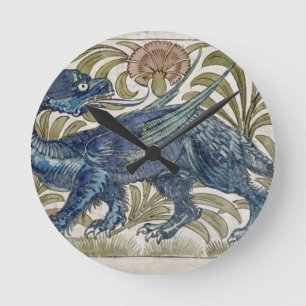 "Drache" Entwurf für eine Fliese (w/c auf Papier) Runde Wanduhr