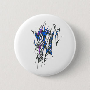 Drache Farbige Abstrakte Stammes-Tätowierkunst Button