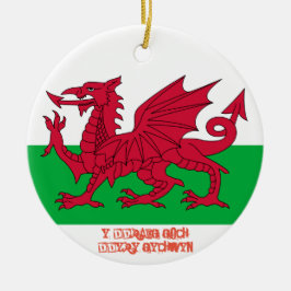 Drache-Flaggen-Weihnachtsverzierung Wales Keramikornament