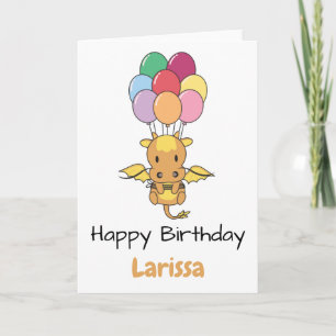 Drache fliegt mit farbenfroher Balloonkarte auf. Karte