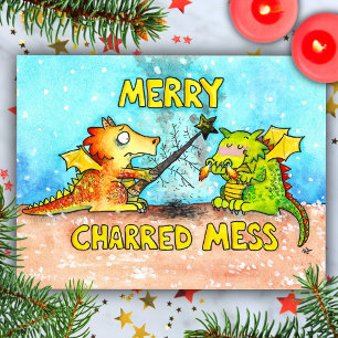 Drache Frohe Weihnachten Grußkarte von Nicole Jane Postkarte