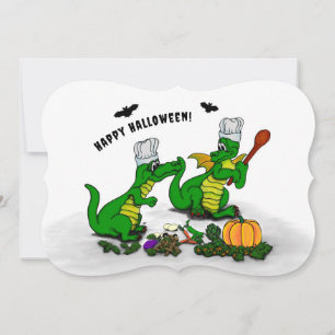 Drache - Frohes Halloween ! Heute werde ich kochen Feiertagskarte