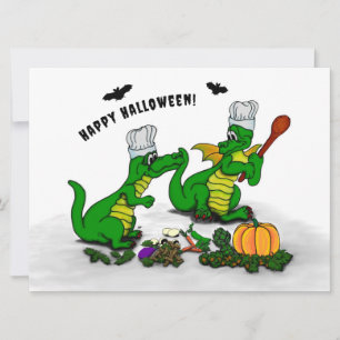 Drache - Frohes Halloween ! Heute werde ich kochen Feiertagskarte