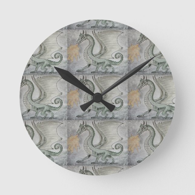 Drache für das Feueratmen Runde Wanduhr (Vorderseite)