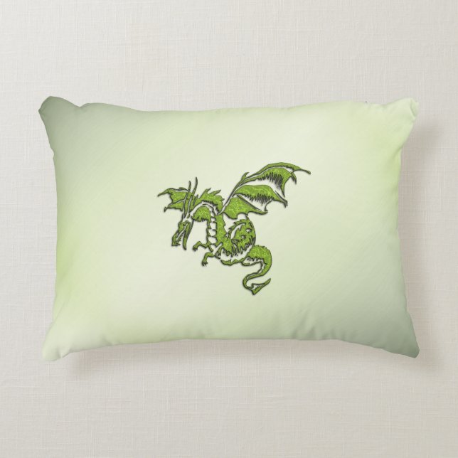 Drache für grüne Kämpfe Dekokissen (Vorderseite)