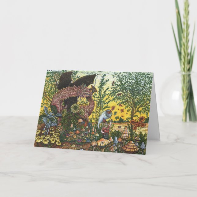 Drache-Garten-Gruß-Karte Karte (Vorderseite)