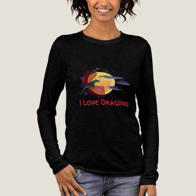 Drache gegen den Mond Tri-Blend Shirt (Vorderseite)
