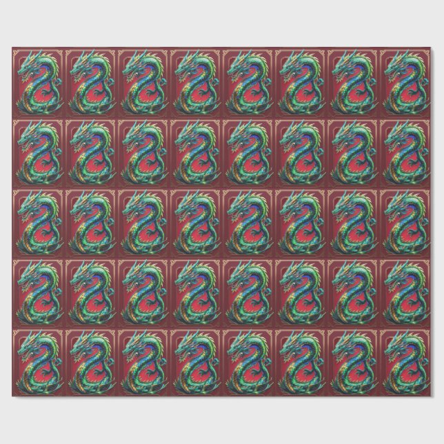 Drache Geschenkpapier (Flach)