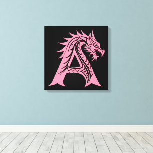 Drache gestalteter Buchstabe A, Drachen Alphabet, Leinwanddruck