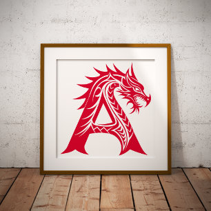 Drache gestalteter Buchstabe A, Drachenalphabet, M Fotodruck