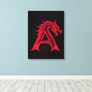 Drache gestalteter Buchstabe A, Drachenalphabet, M Leinwanddruck