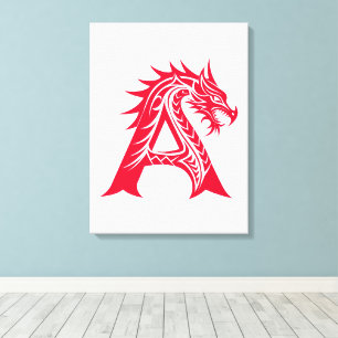 Drache gestalteter Buchstabe A, Drachenalphabet, M Leinwanddruck