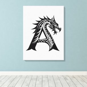 Drache gestalteter Buchstabe A, Drachenalphabet, M Leinwanddruck