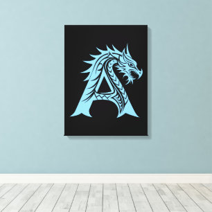 Drache gestalteter Buchstabe A, Drachenalphabet, M Leinwanddruck