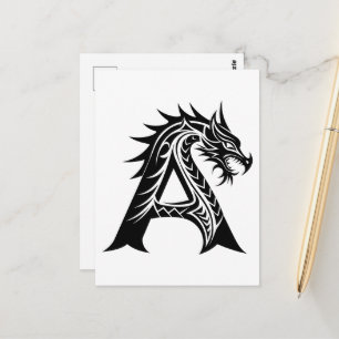 Drache gestalteter Buchstabe A, Drachenalphabet, M Postkarte