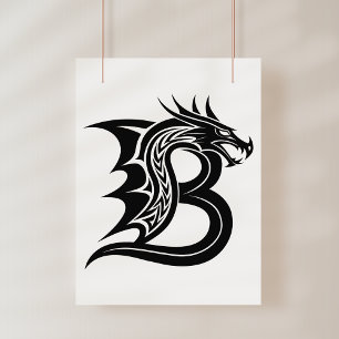 Drache gestalteter Buchstabe B, Drachenalphabet, M Poster
