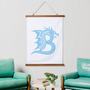 Drache gestalteter Buchstabe B, Drachenalphabet, M Wandteppich Mit Holzrahmen