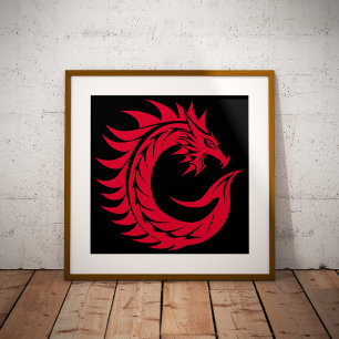 Drache gestalteter Buchstabe C, Drachenalphabet, M Poster
