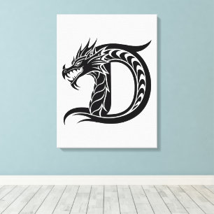Drache gestalteter Buchstabe D, Drachenalphabet, M Leinwanddruck