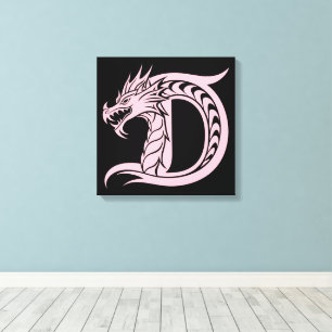 Drache gestalteter Buchstabe D, Drachenalphabet, M Leinwanddruck