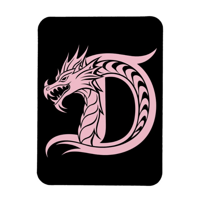 Drache gestalteter Buchstabe D, Drachenalphabet, M Magnet (Vertikal)