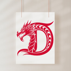 Drache gestalteter Buchstabe D, Drachenalphabet, M Poster