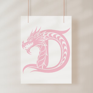 Drache gestalteter Buchstabe D, Drachenalphabet, M Poster