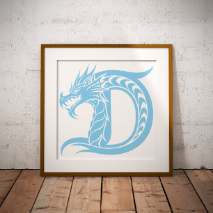 Drache gestalteter Buchstabe D, Drachenalphabet, M Poster