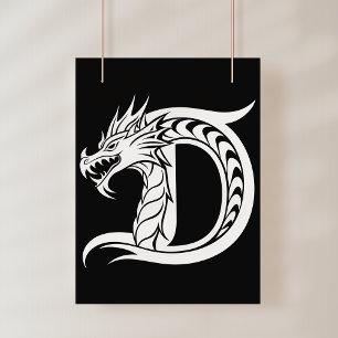 Drache gestalteter Buchstabe D, Dragenalphabet, Mo Fotodruck