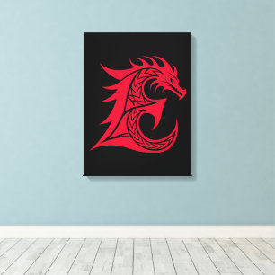 Drache gestalteter Buchstabe E, Drachenalphabet, M Leinwanddruck