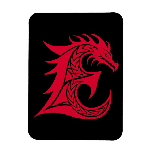 Drache gestalteter Buchstabe E, Drachenalphabet, M Magnet (Vertikal)