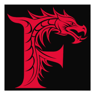 Drache gestalteter Buchstabe F, Drachenalphabet, M Fotodruck