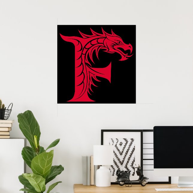 Drache gestalteter Buchstabe F, Drachenalphabet, M Poster (Heimbüro)