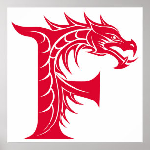 Drache gestalteter Buchstabe F, Drachenalphabet, M Poster